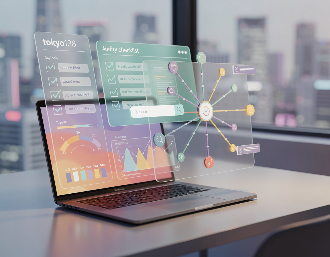 Ilustrasi tokyo138 checklist audit query dan topical map untuk minggu pertama untuk AI Search dan Content Intelligence